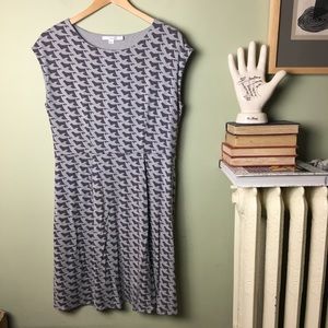 Boden Ledbury gray bird dress plus size 14 R midi